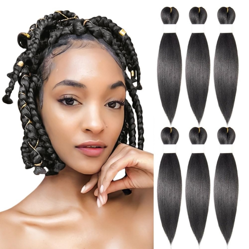 10” Pre-Stretched Braiding Hair • 3 Packs • Color 2 Off Black • Short Straight‎